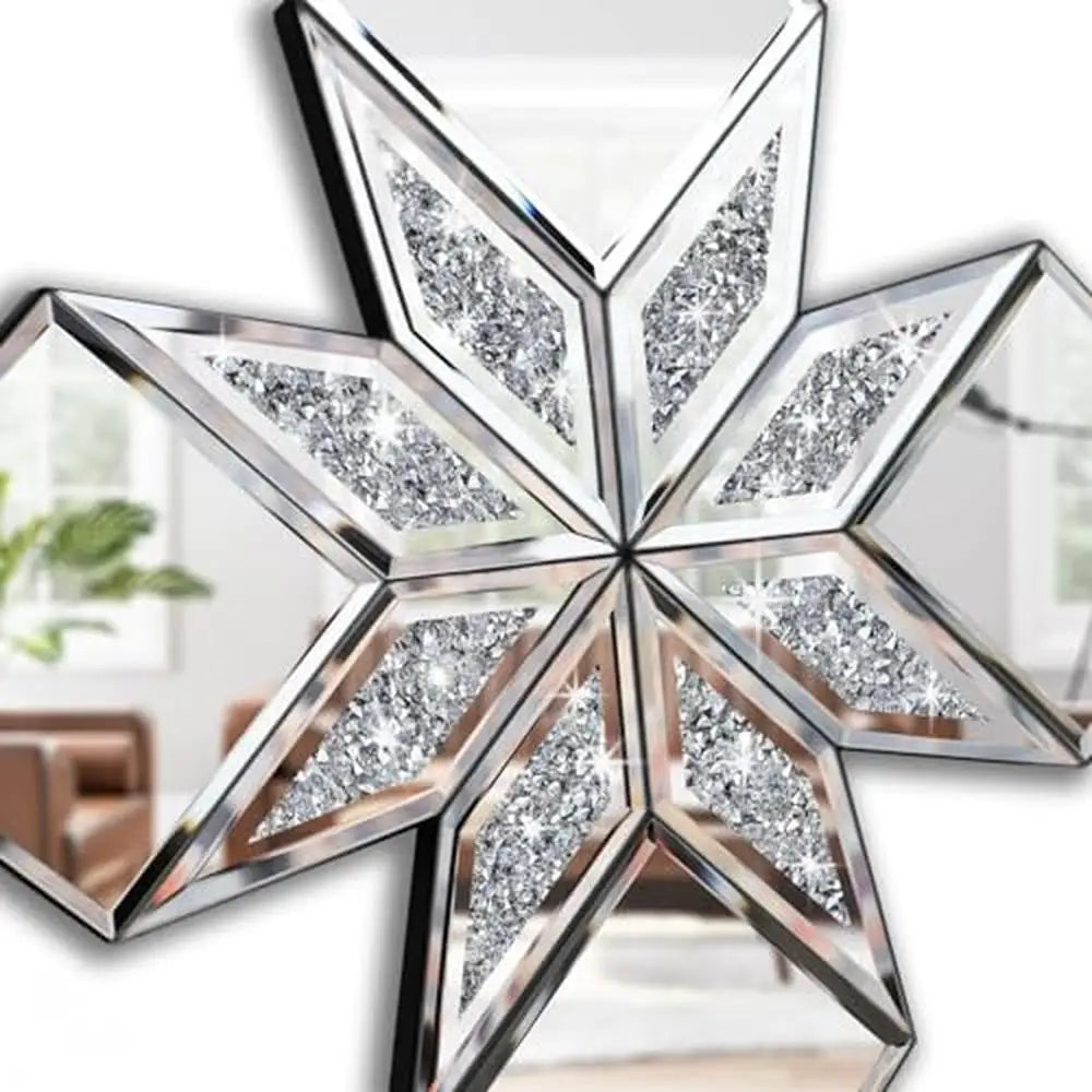 2 Pack Diamond Shape Crushed Glass Mirror 16.75x16.75" Wall Decor