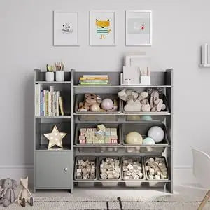 Kids Playroom Organization Shelving Unit with Removable Storage Bins