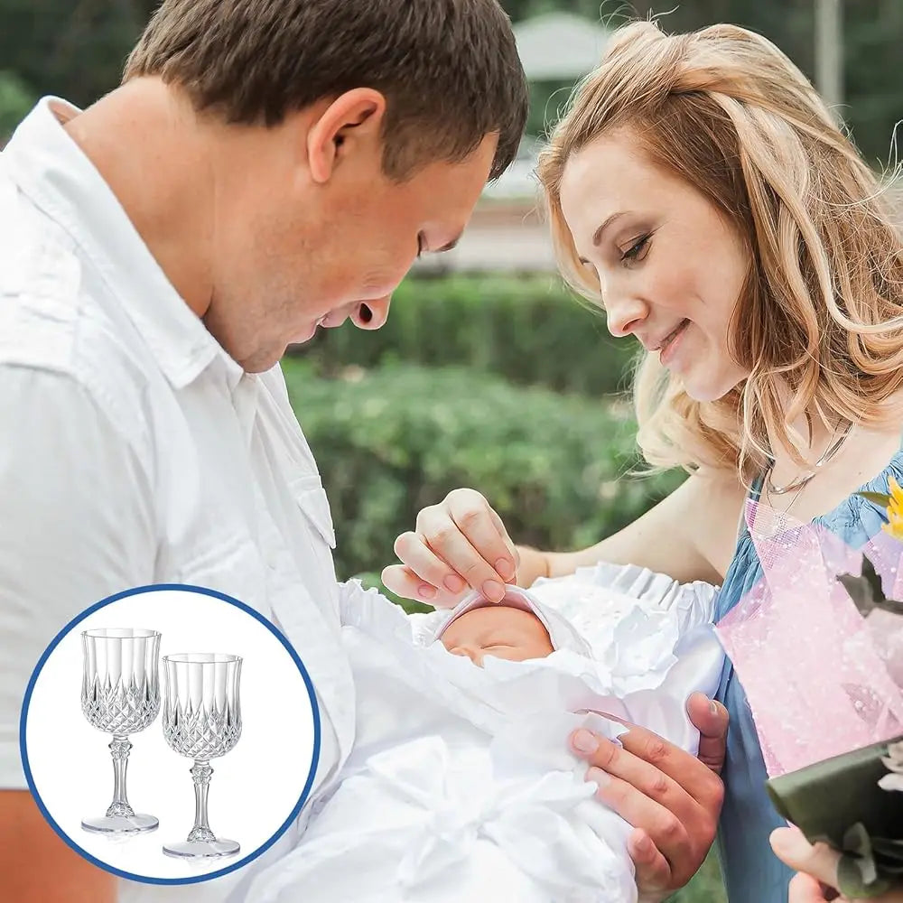 24 Pcs 7Oz Reusable Plastic Crystal Vintage Wine Glasses