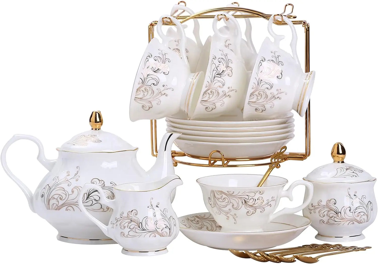 22 Piece Porcelain Tea Ceremony Set, Service for 6