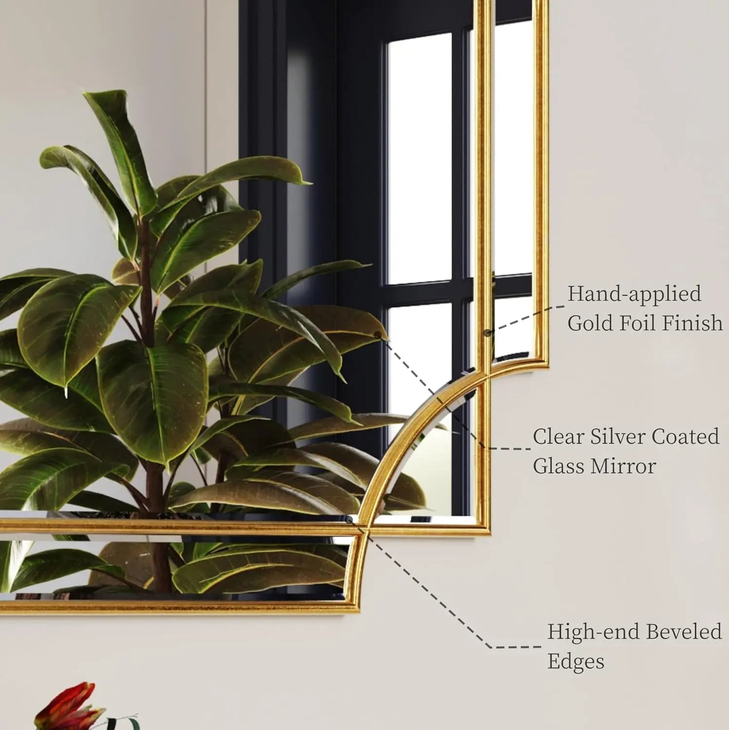 28"x50" Large Rectangular Elegant Decorative Gold Mirror