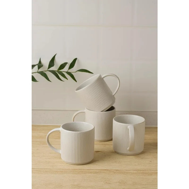 Coffee Mug Set for 6, 12 oz Catering Mugs with Handle