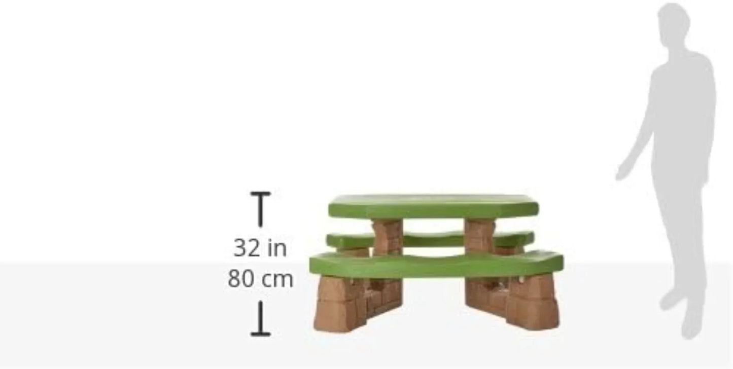 Kids Outdoor Picnic Table with Umbrella with Seating for 6