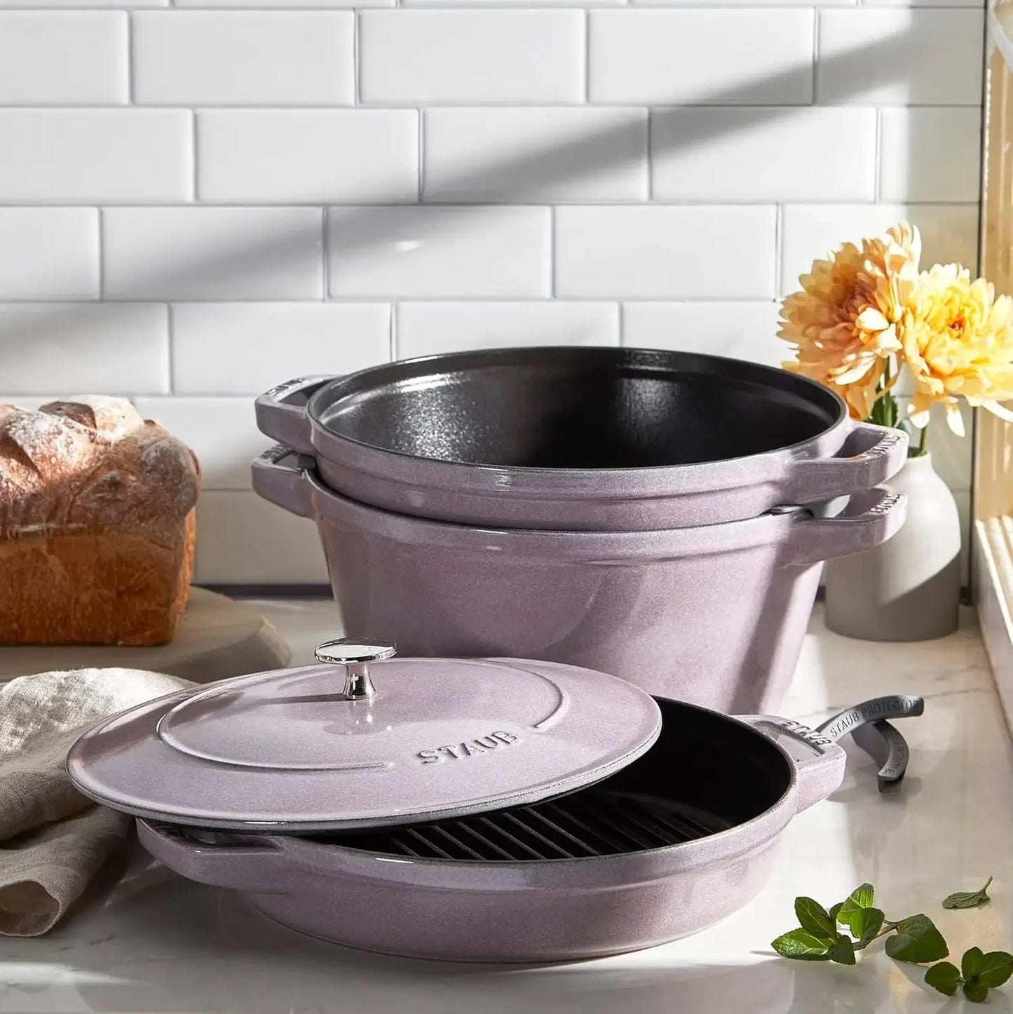 Cast Iron 4-pc, Stackable Space-Saving Cookware Set