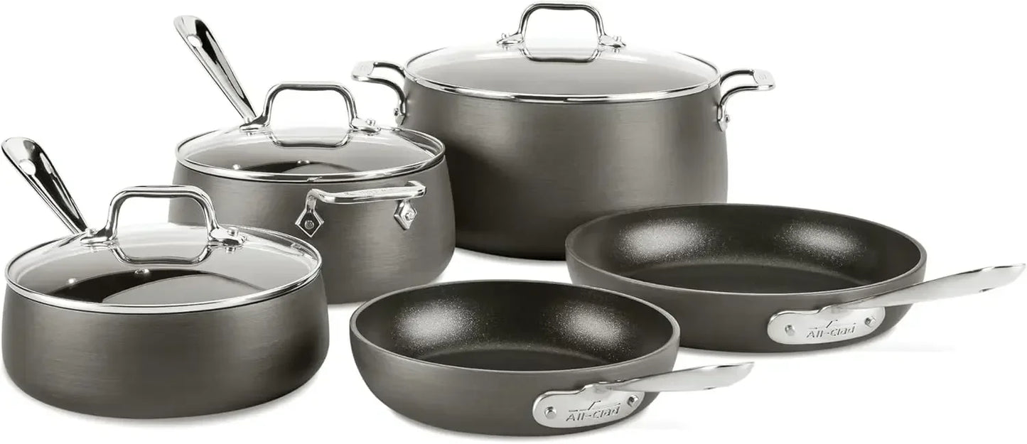 8 Piece All-Clad HA1 Hard Anodized Non Stick Cookware Set