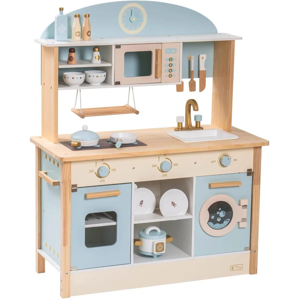 Wooden Play Kitchen Set for Kids