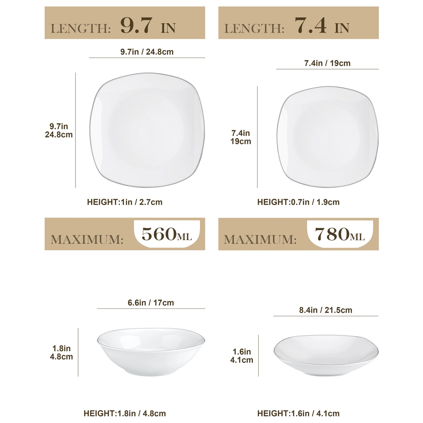 MALACASA ELISA 24/48 Piece Porcelain Dinnerware Set Service for 12/24 Person