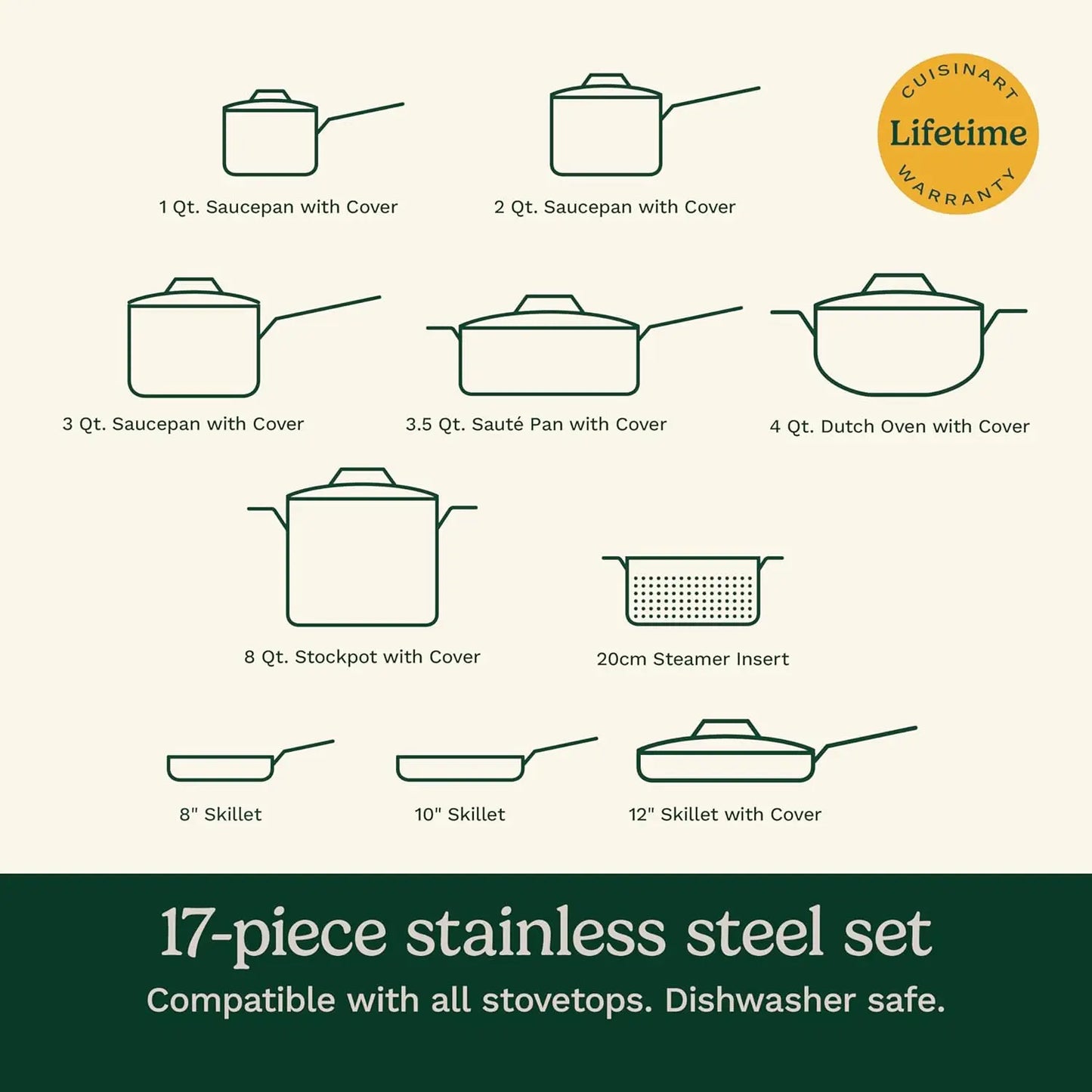 Chef's Classic Steel Collection 17-Piece Cookware Set