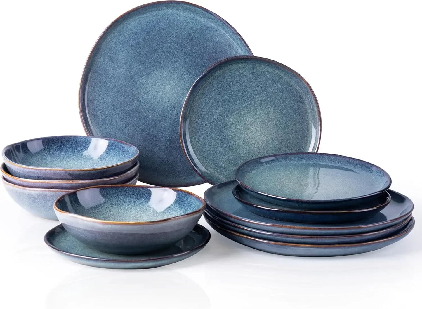 18 pcs Handmade Reactive Glaze Ceramic Dinnerware Set