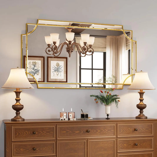 28"x50" Large Rectangular Elegant Decorative Gold Mirror