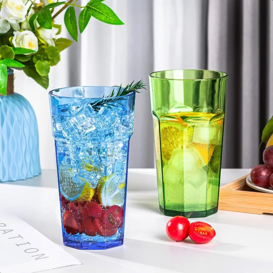 Set of 6, Multicolor Stackable Classic 22Ounce Plastic Tumblers