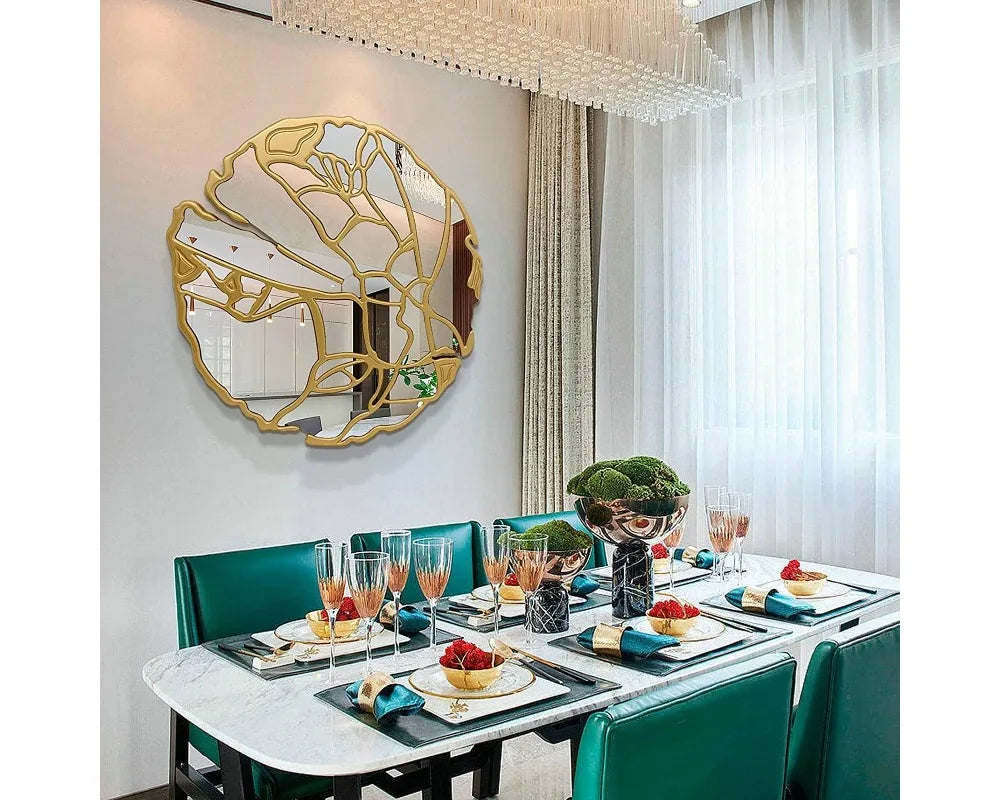 31.5'' Round Irregular Frame Gold Wall Mirror