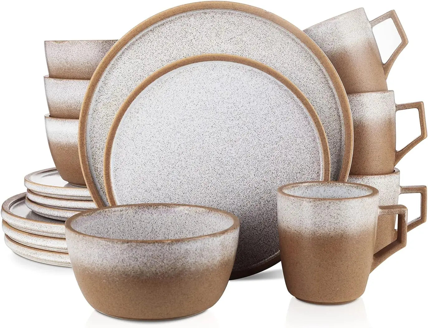 Tom Stoneware Reactive Glaze Dinnerware Set, 16/32 piece