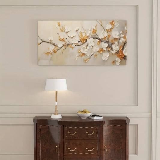 Modern Pine Frame Plum Blossom Canvas Wall Art - 3 sizes