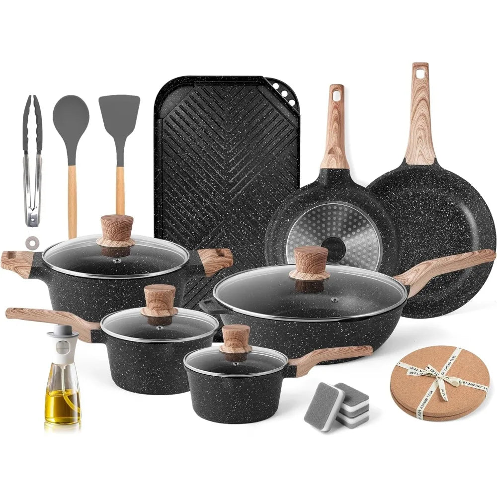 Ceramic Marble Stone Nonstick Cookware Set