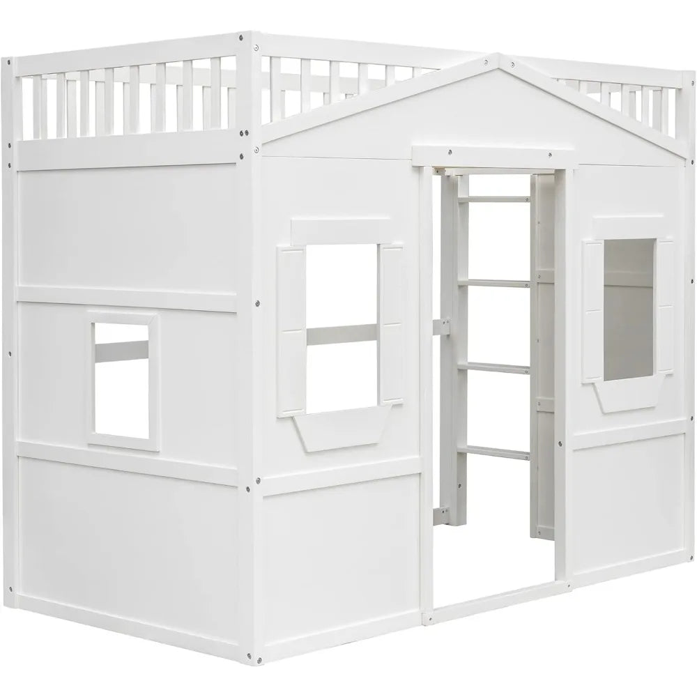 Twin Solid Wood Loft Bed Frame Playhouse