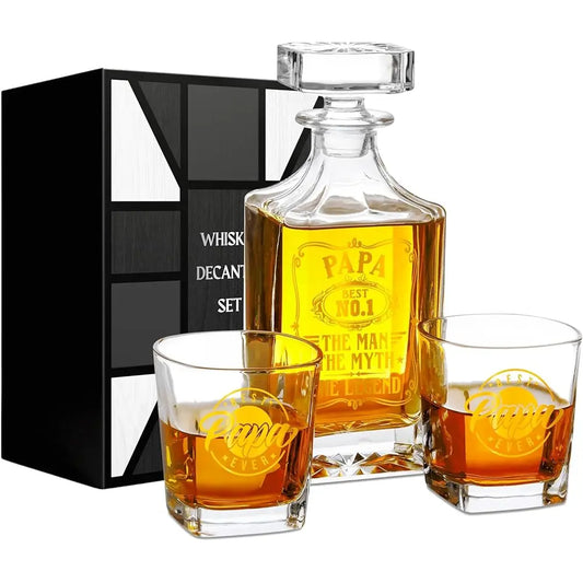 Papa Gifts Whiskey Decanter Set