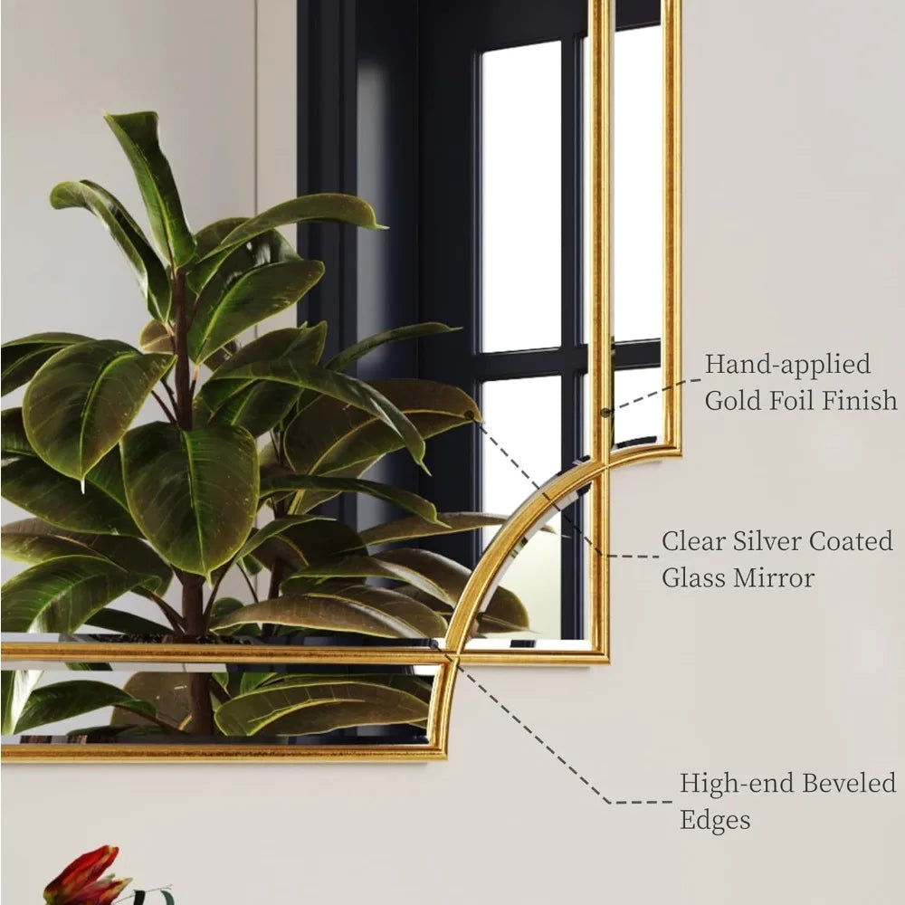 Gold Art Decorative Beveled Traditional Wall Mirror