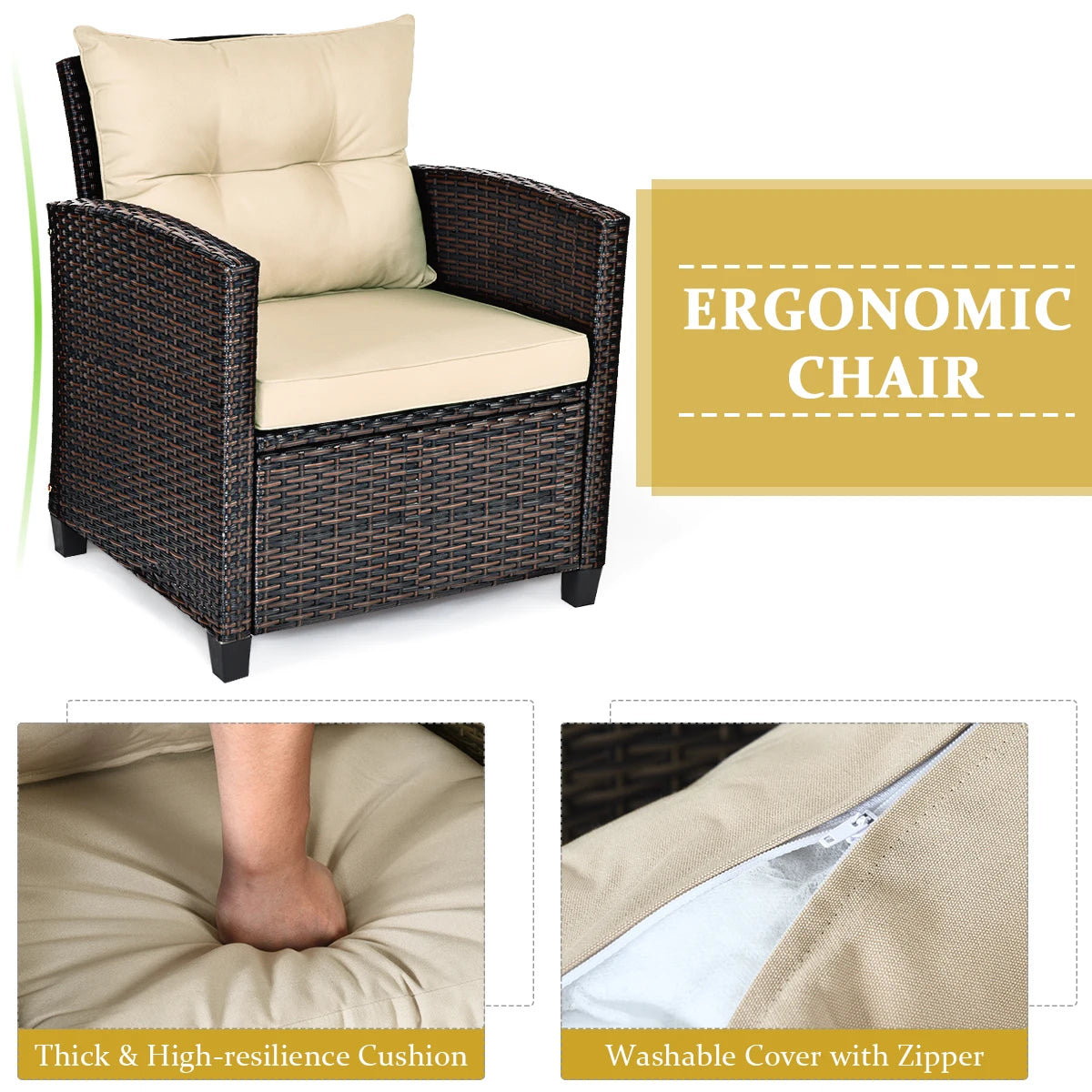 7PCS Wicker Patio Set w/Gas Fire Pit Table