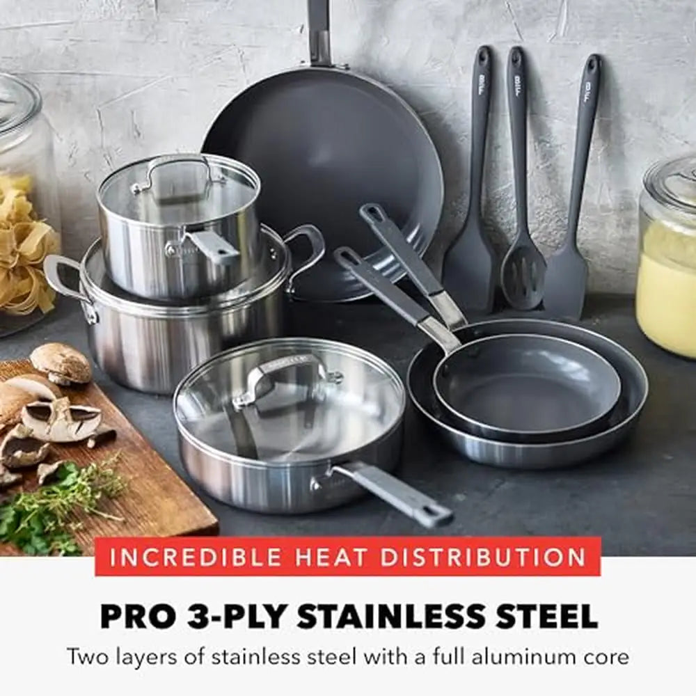 Bobby Flay 12 Piece Stainless Steel Nonstick Cookware Set