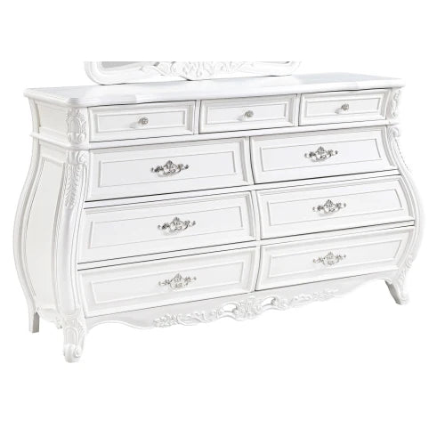 Wooden Pearl White Modern Style 5 Pc King Bedroom Set