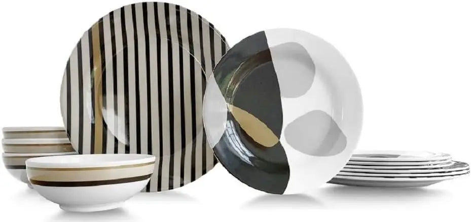 12-Piece Melamine Dinnerware Set - Service for 4, BPA free and dishwasher safe