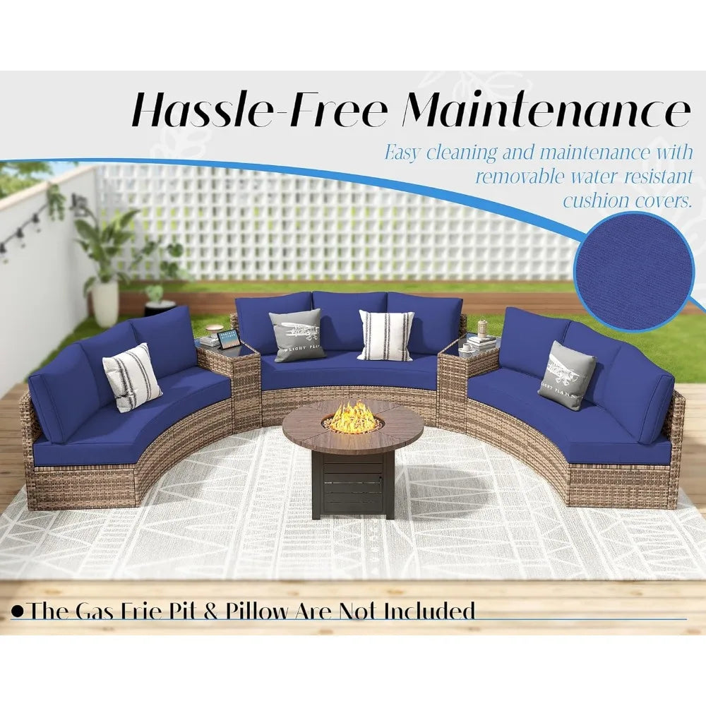 Half-Moon Round Sectional Outdoor Sofa Set