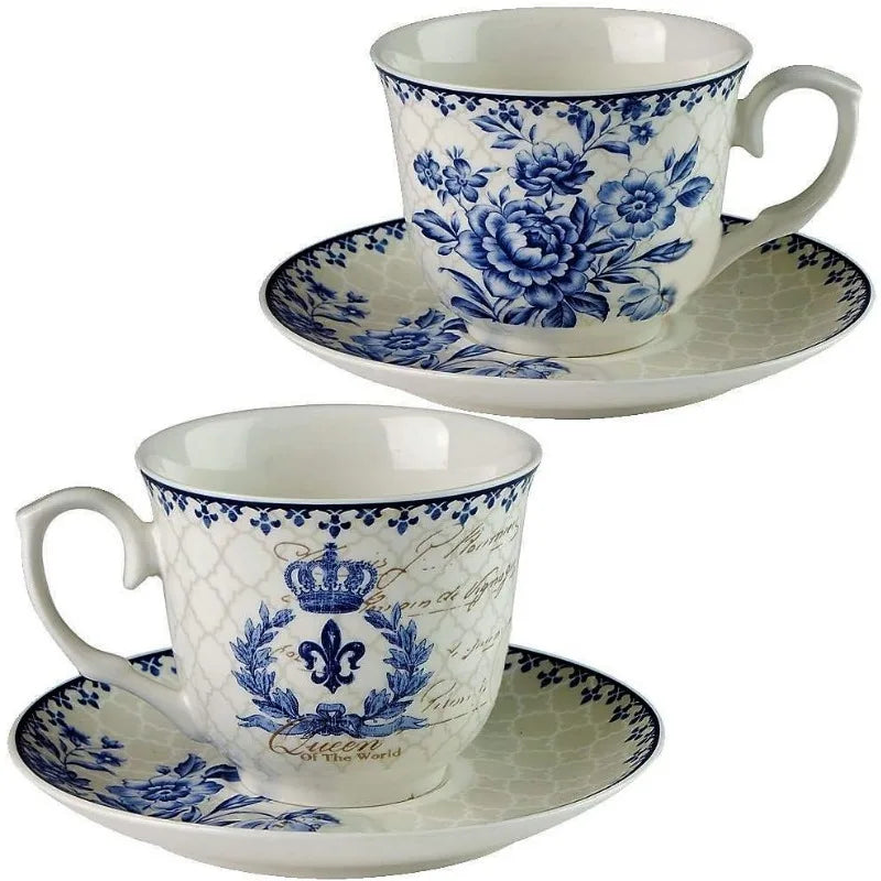 Blue Dream Tea Set, cups (8oz), Pot (48oz), Creamer and Sugar Set, Gift box