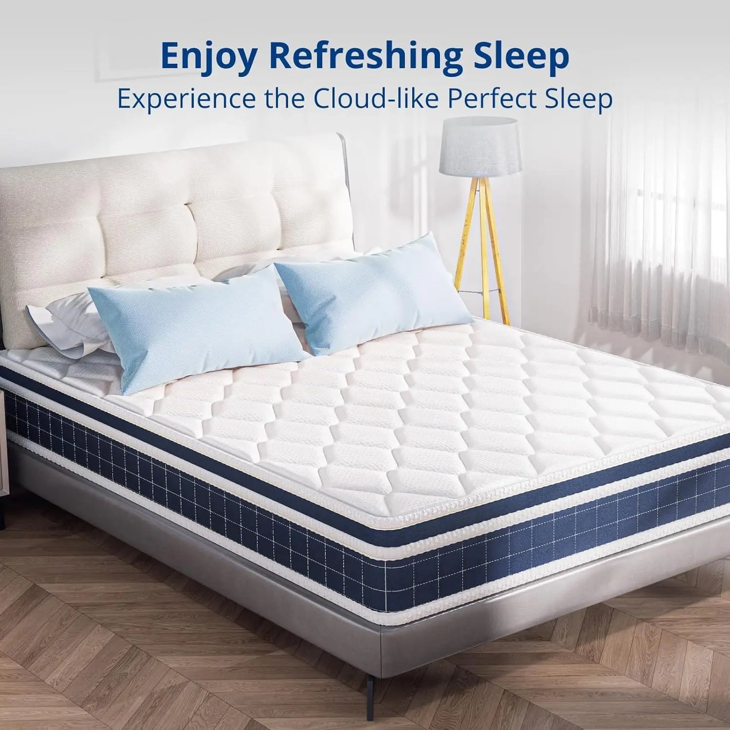 10 Inch Cooling Queen Size Mattress in A Box, Gel Memory Foam Hybrid Mattress for Motion Isolation