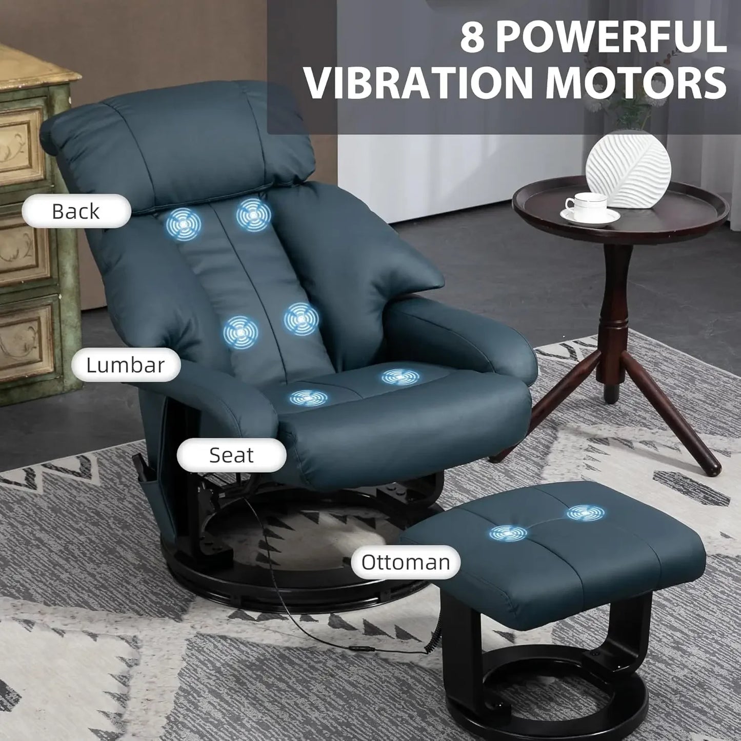 360° Swivel Massage Recliner Chair with Ottoman