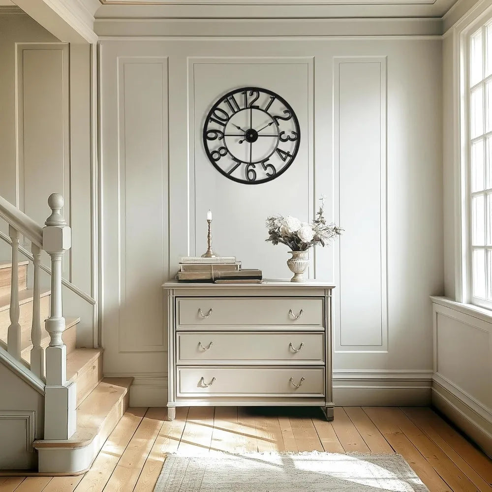 24 Inch Modern Round Metal Wall Clock