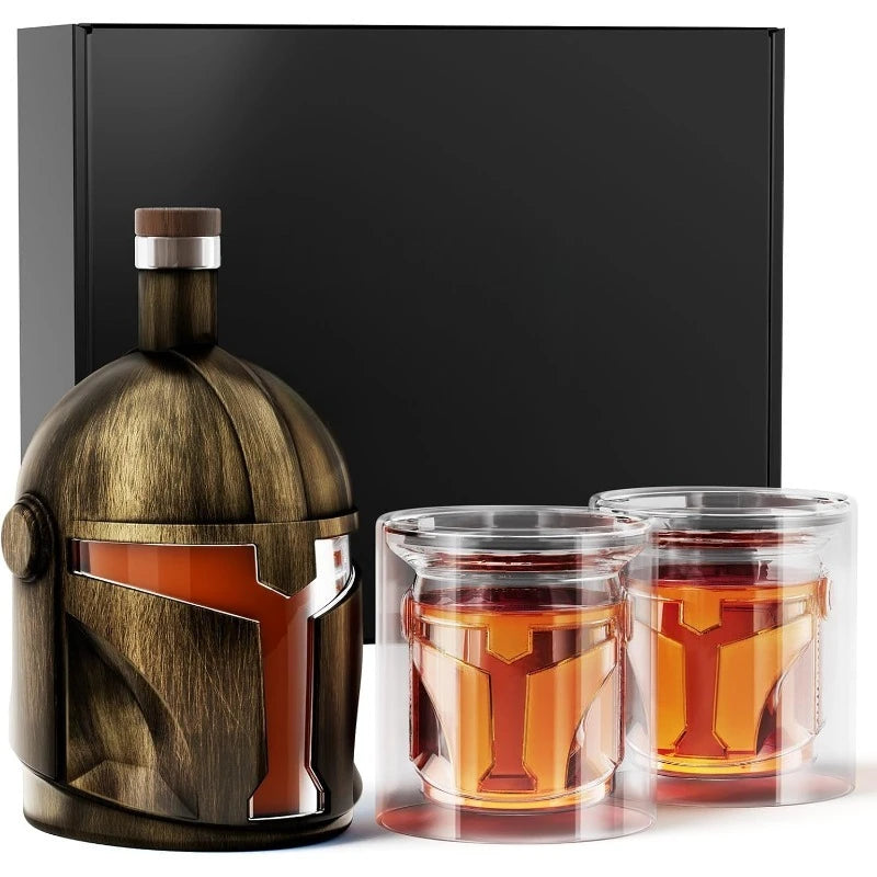 Unique Helmet Design Whiskey Decanter Set