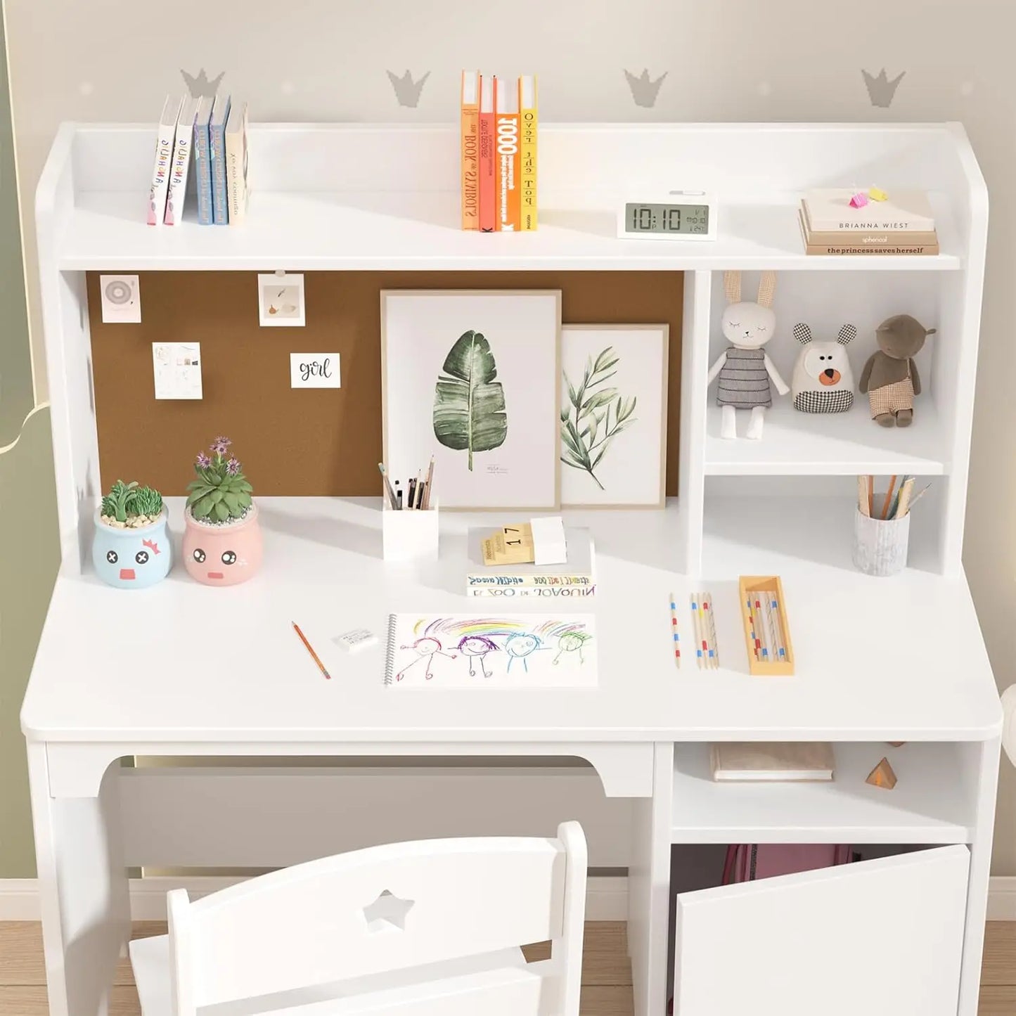 Kids Bookshelf & Organizer Study Desk & Chair Set