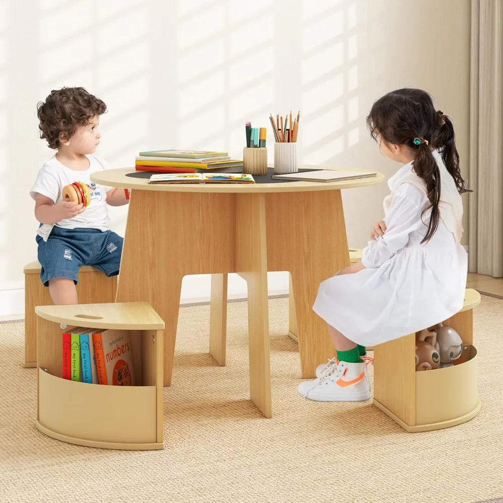 Toddlers' Wooden Flower Shaped Nesting Table Set