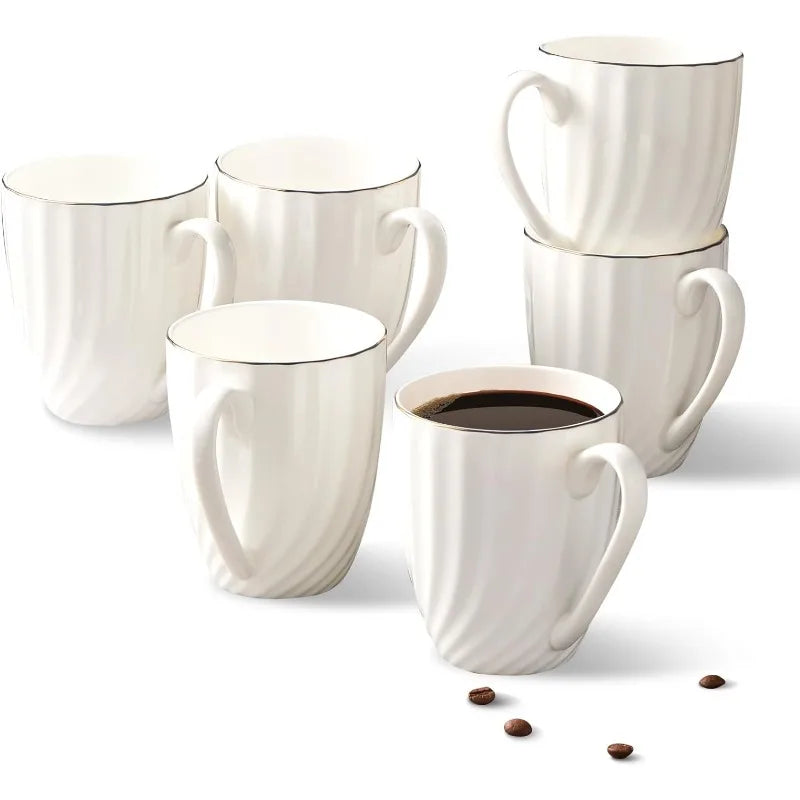 10oz Espresso Bone China Coffee Mugs, Set of 6