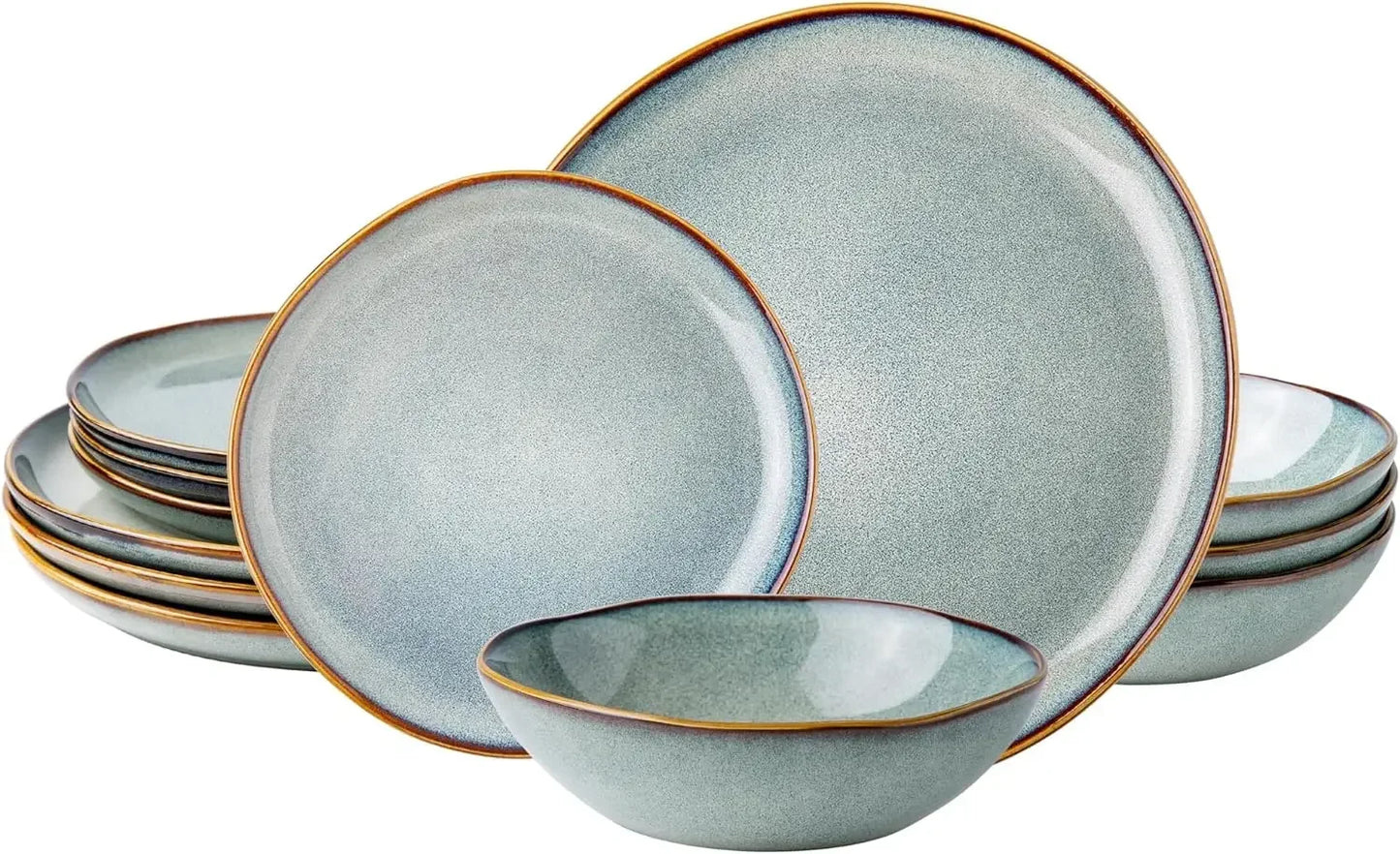 18 pcs Handmade Reactive Glaze Ceramic Dinnerware Set