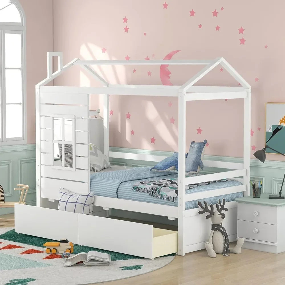 Twin Size Multi-Functional Fun House Storage Bed