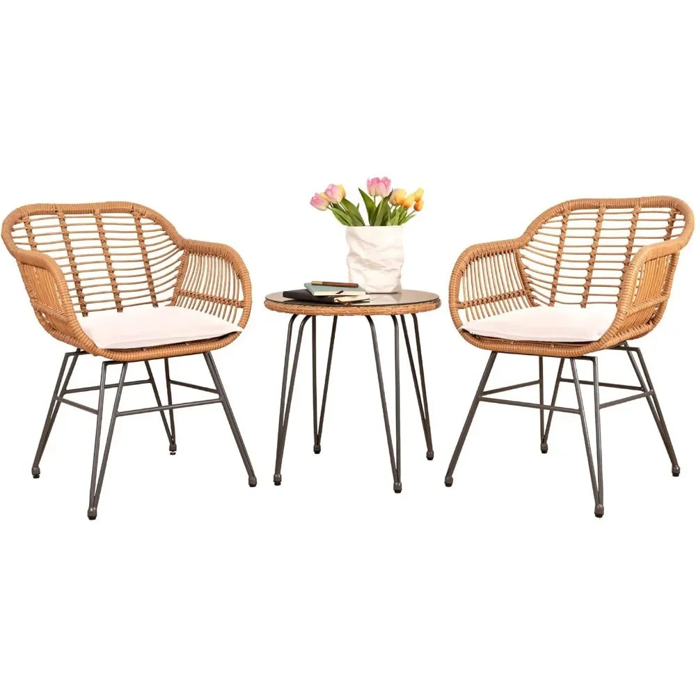 3 Piece Wicker Bistro Patio Set