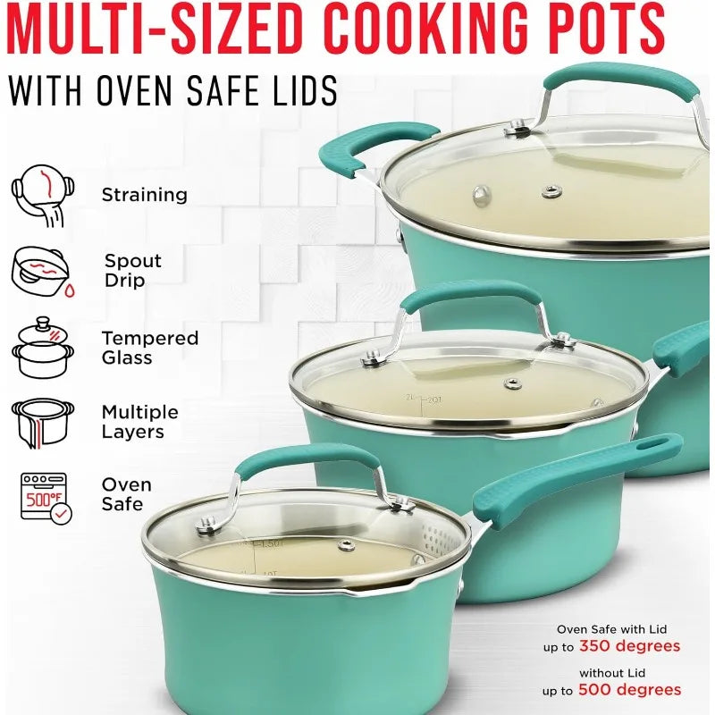 23 Piece– Multi-Sized Cookware Set with Lids