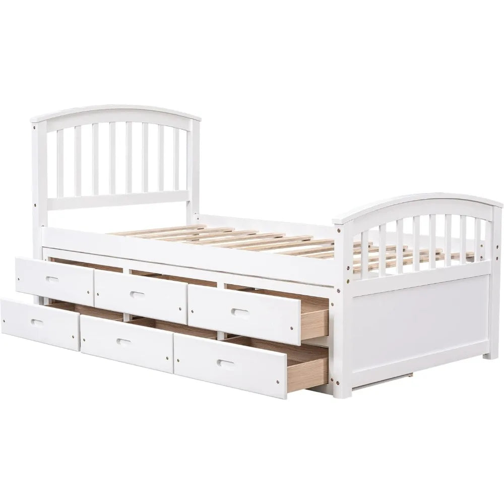 Twin Size Storage Daybed Bed Frame with 6 Drawers