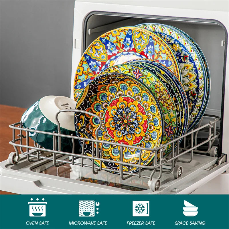 24 Piece Bohemia Retro Ceramic Dinnerware Set