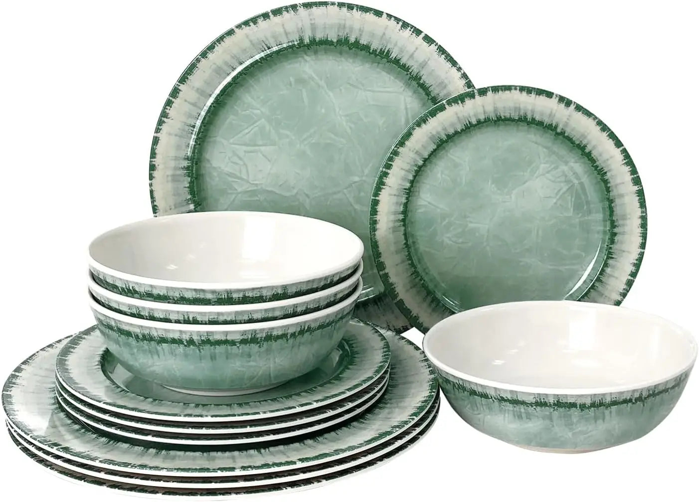 18 Pcs Melamine Dinnerware Set, Lightweight Unbreakable for Indoor and Outdoor Use, BPA Free