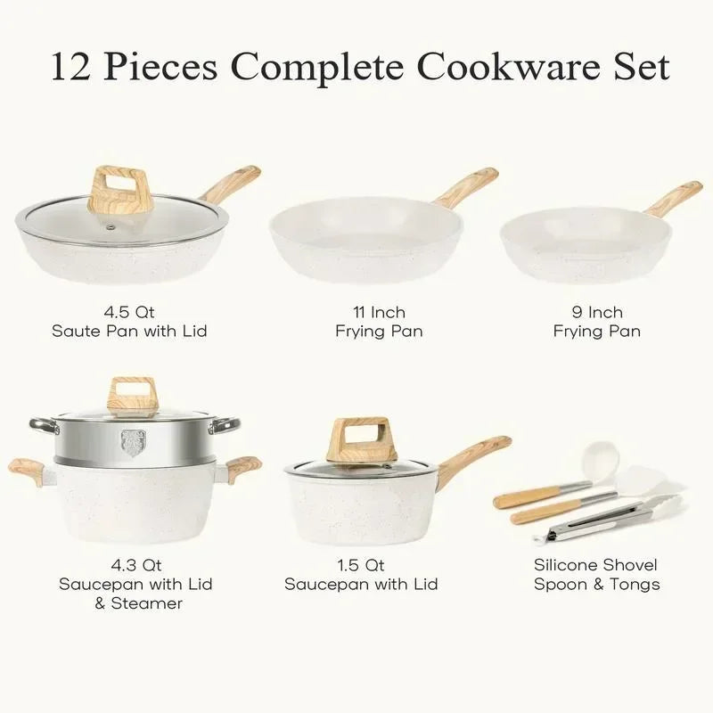 12pcs Nonstick Granite Cooking Set