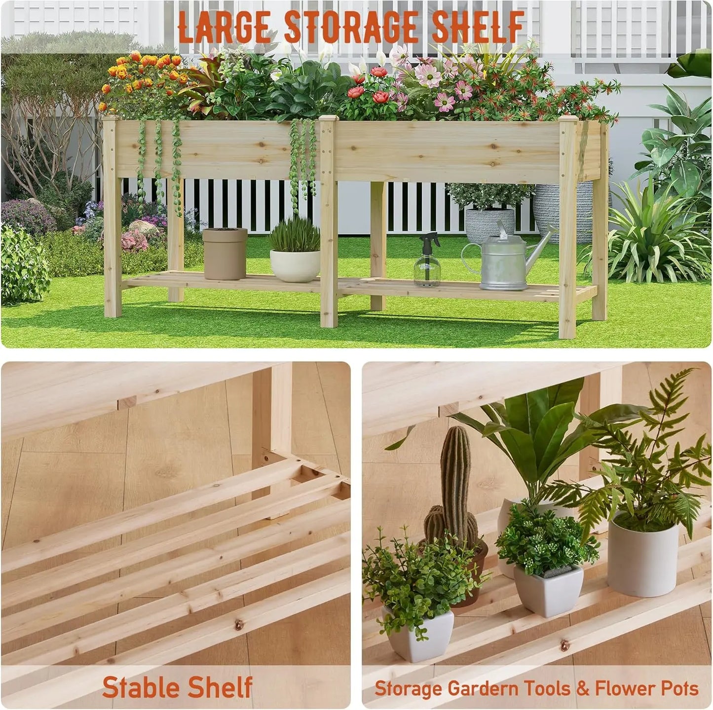 Elevated Garden Bed with Legs Wood Planter Box