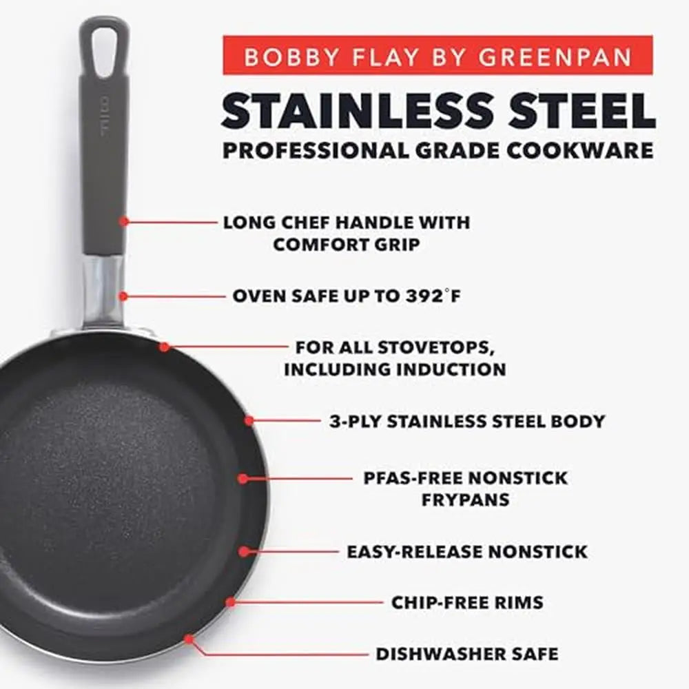 Bobby Flay 12 Piece Stainless Steel Nonstick Cookware Set