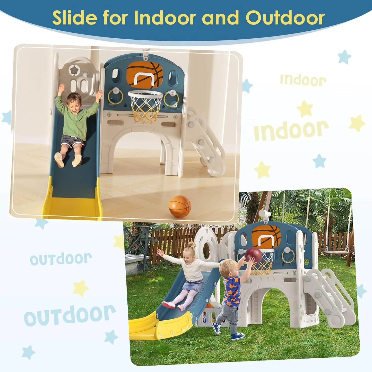 Indoor/ Outdoor Slide Playground Playset for Toddlers