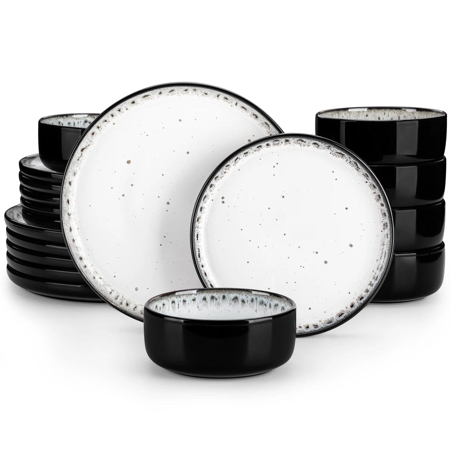 18/24PCS Black Ceramic Stoneware Dinner Set