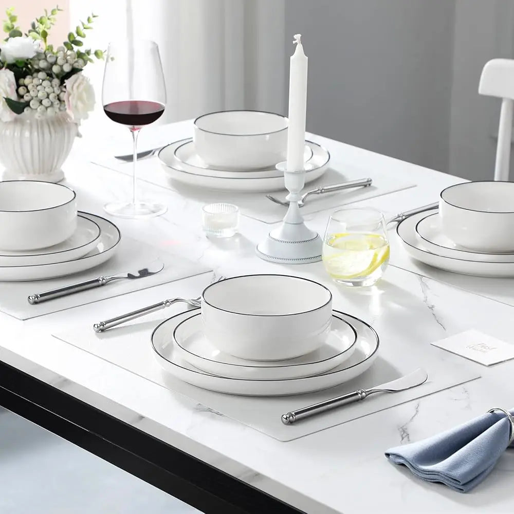 12 Piece Modern Porcelain Dinnerware Set For 4