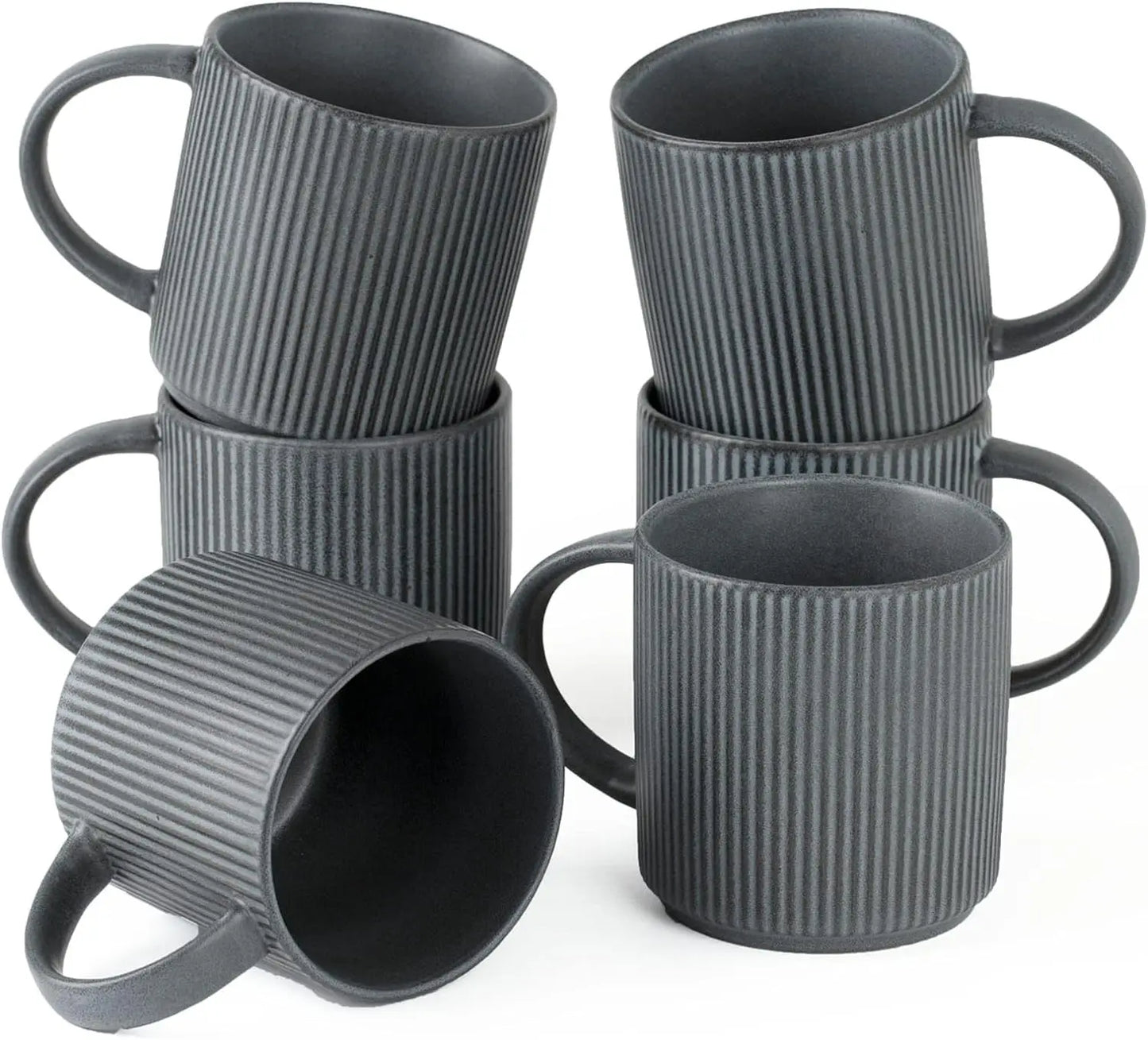 Coffee Mug Set for 6, 12 oz Catering Mugs with Handle