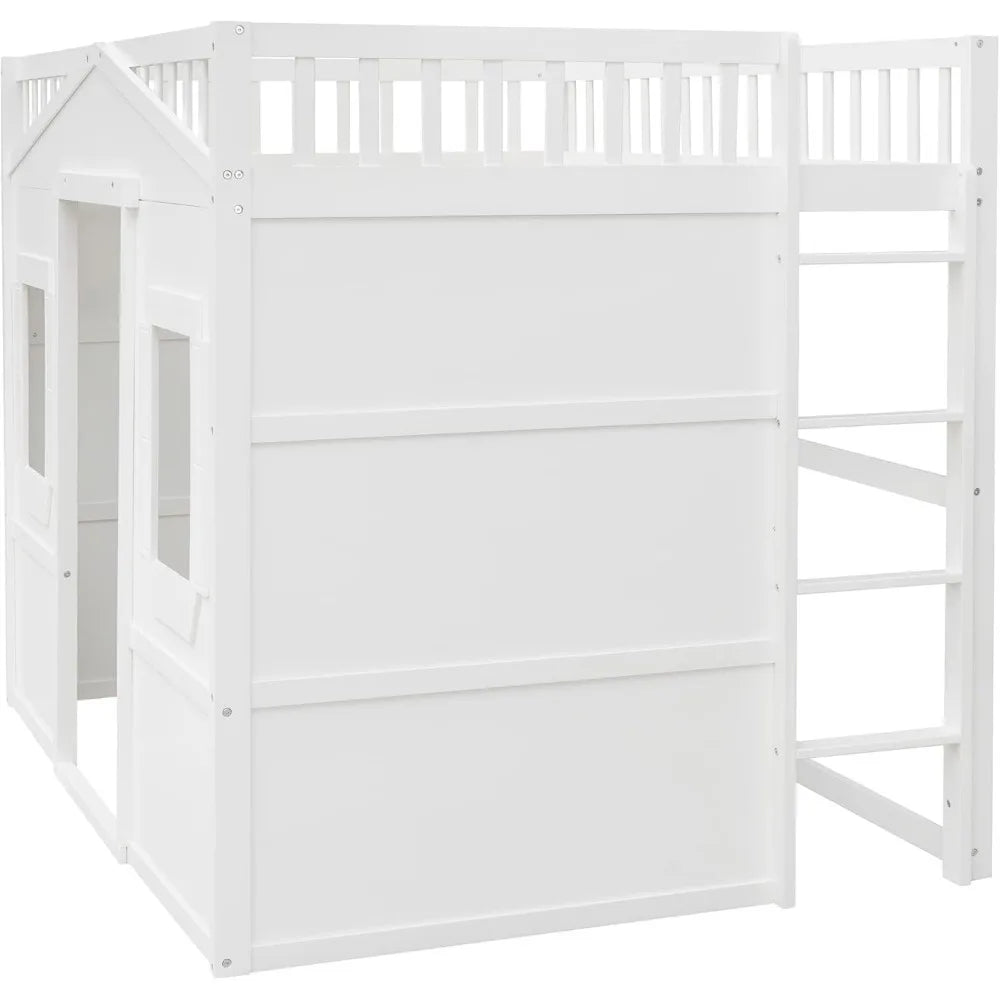 Twin Solid Wood Loft Bed Frame Playhouse